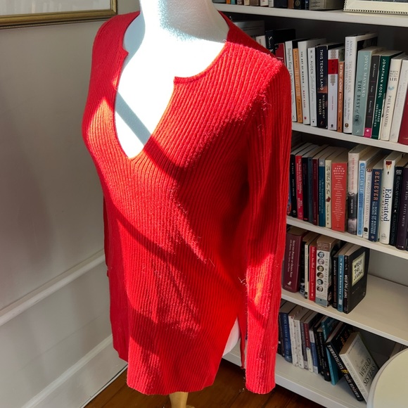 Anthropologie Sweaters - ANTHROPOLOGY ett:twa sexy red ribbed vneck tunic NWOT